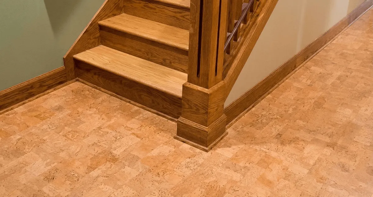 End of a staircase with cork flooring in Glendale, AZ